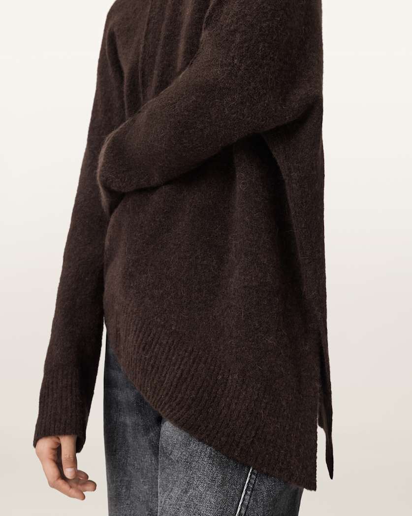 AllSaints Lock Crew Neck Sweater Women's Pine Bark Brown Women's