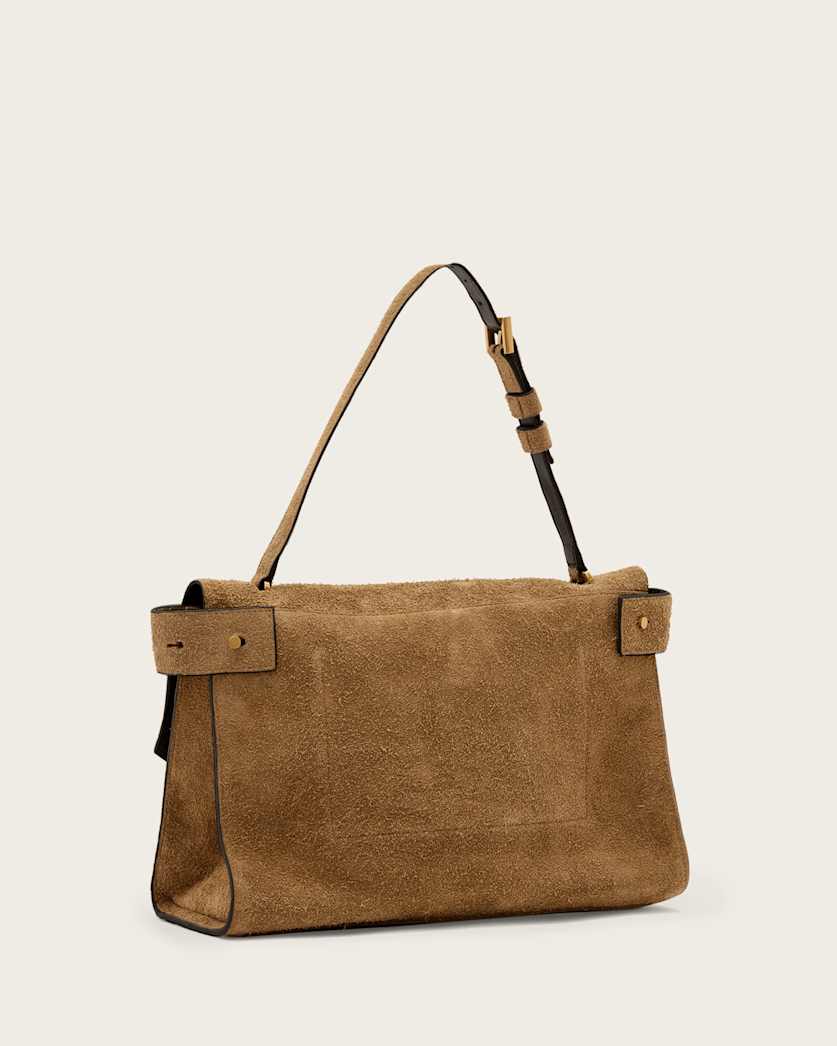 AllSaints Ursa Suede Satchel Bag Women's Biscuit Brown Women's