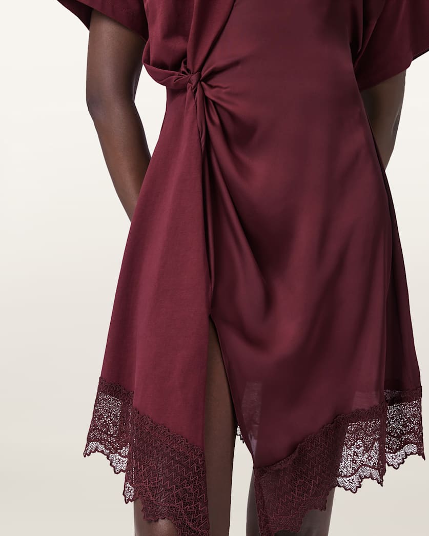 AllSaints Lana Lace Mini Dress Women's Oxblood Red Women's