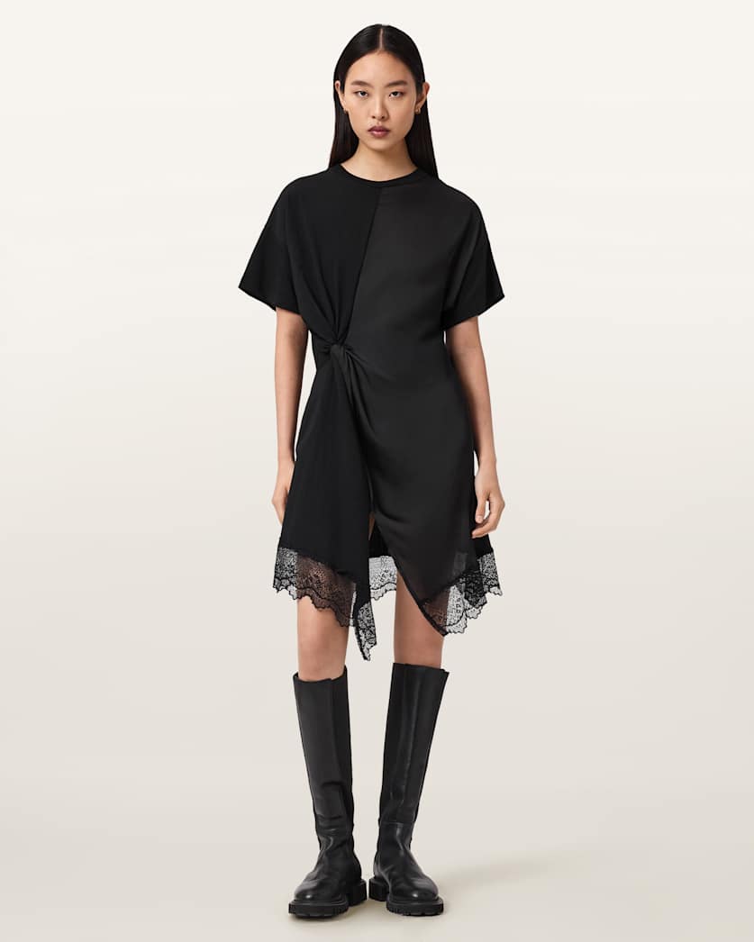 AllSaints Lana Lace Mini Dress Women's Oxblood Red Women's
