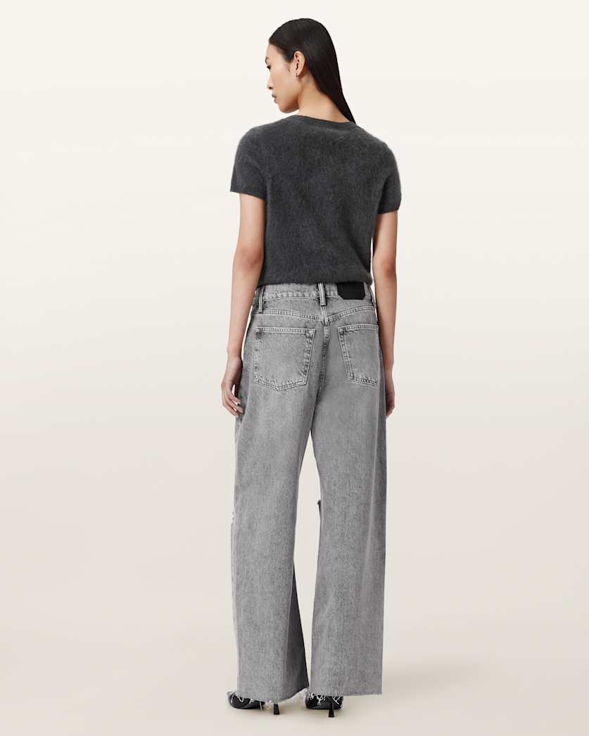 AllSaints Aki Mid Rise Crossover Jeans Women's Destroy Grey Women's