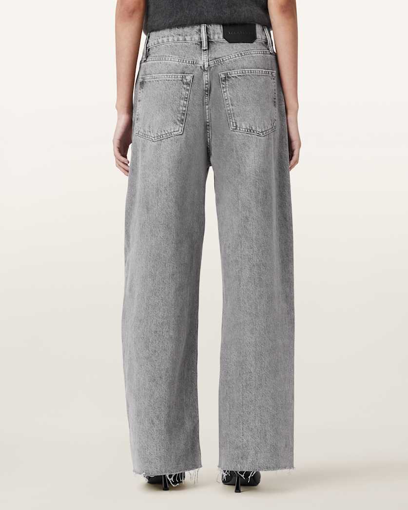 AllSaints Aki Mid Rise Crossover Jeans Women's Destroy Grey Women's