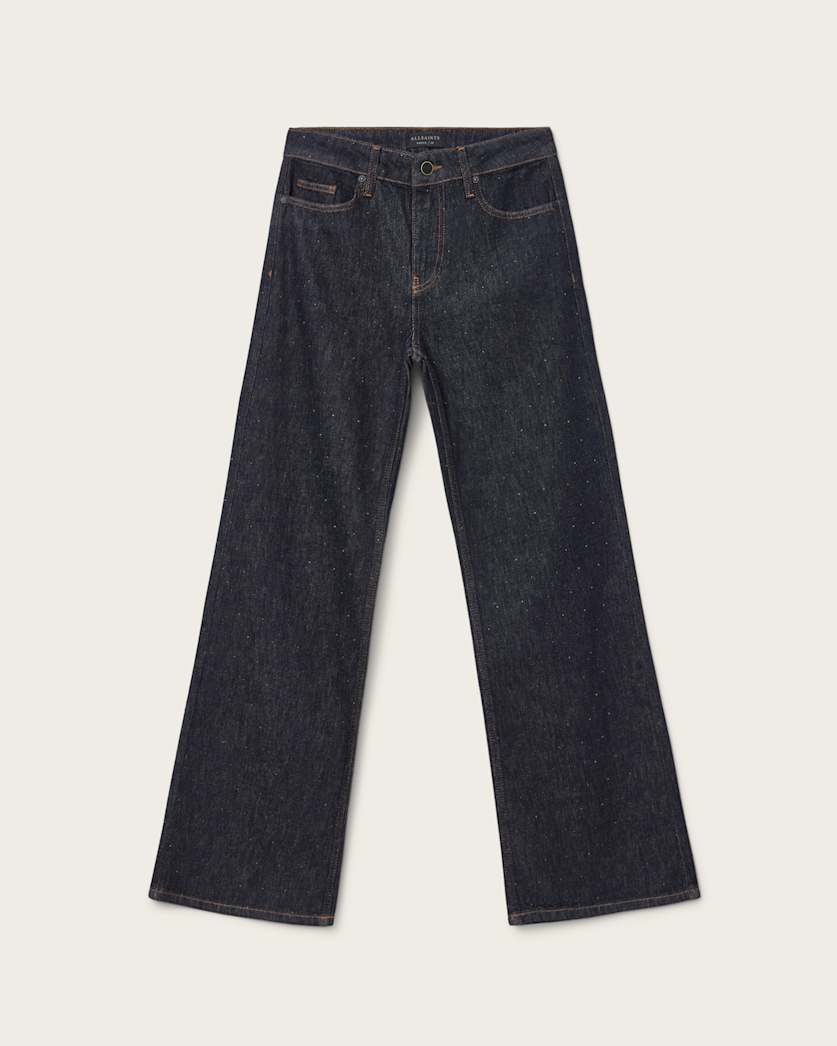 AllSaints Ember Sparkle Embellished Jeans Women's Raw Indigo Blue Women's