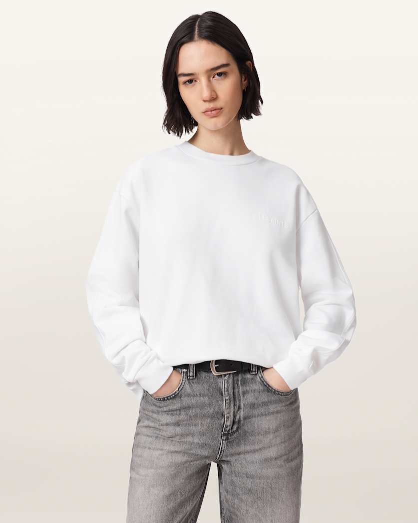 AllSaints Mabel Etta Oversized Sweatshirt Women's Optic White Women's