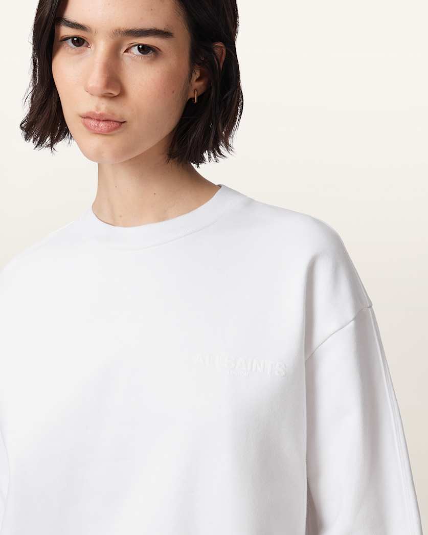 AllSaints Mabel Etta Oversized Sweatshirt Women's Optic White Women's
