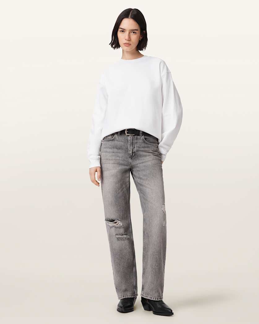 AllSaints Mabel Etta Oversized Sweatshirt Women's Optic White Women's