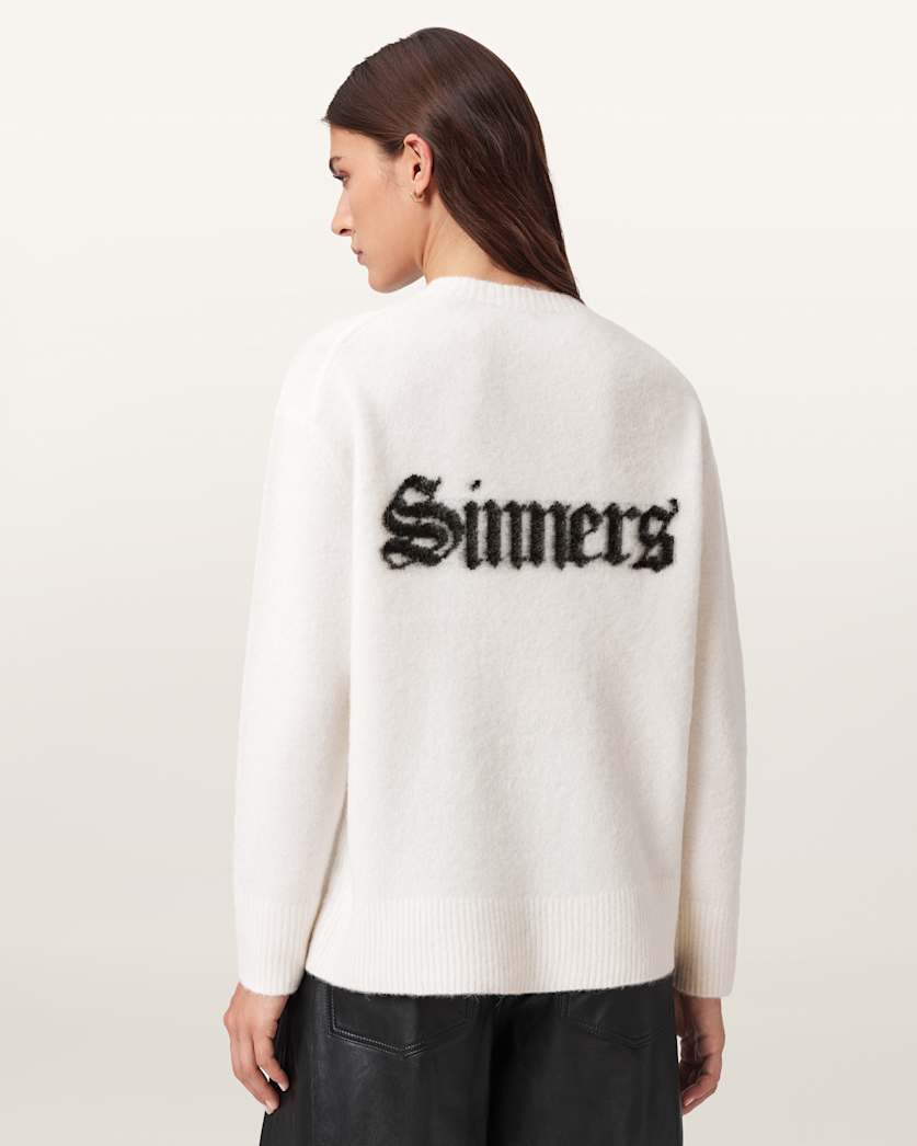 AllSaints Saints Wool Blend Sweater Women's Chalk White/Black Women's