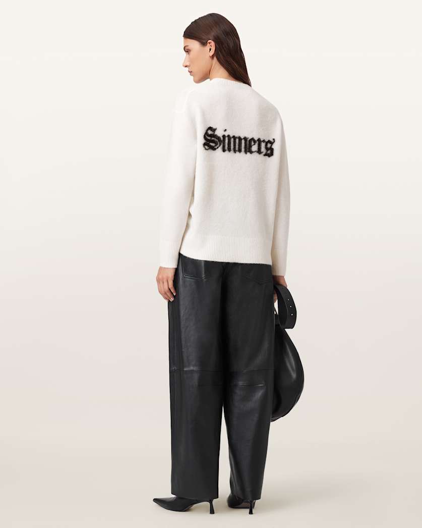 AllSaints Saints Wool Blend Sweater Women's Chalk White/Black Women's