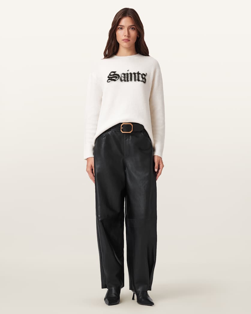 AllSaints Saints Wool Blend Sweater Women's Chalk White/Black Women's