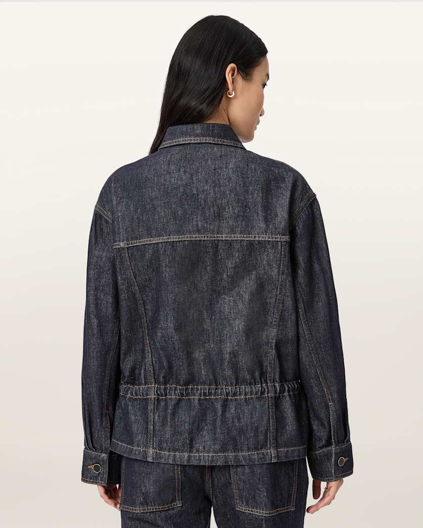 AllSaints Denby Denim Trucker Jacket Women's Raw Indigo Blue Women's