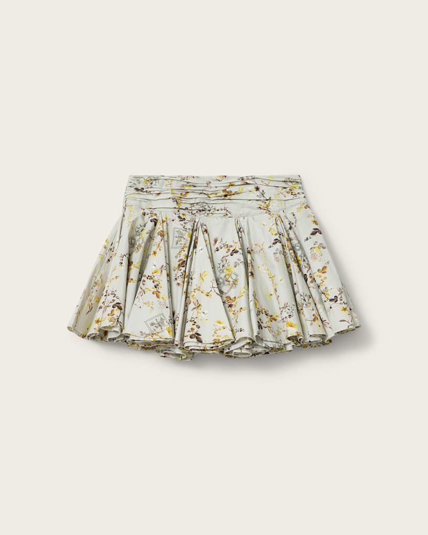 AllSaints Tulip Floral Vouminois Mini Skirt Women's Carmel Stem Green Women's
