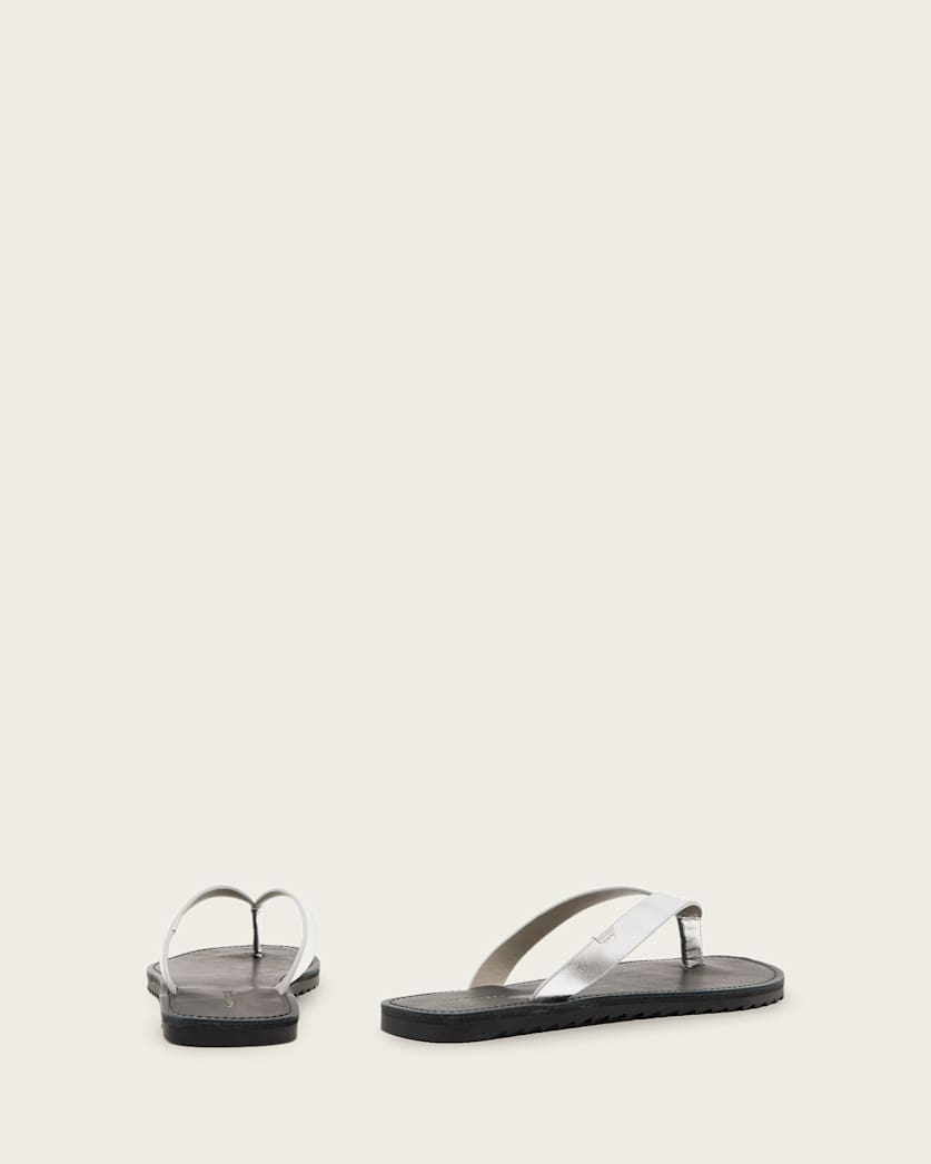 AllSaints Sydney Metallic Leather Sandals Women's Silver Women's
