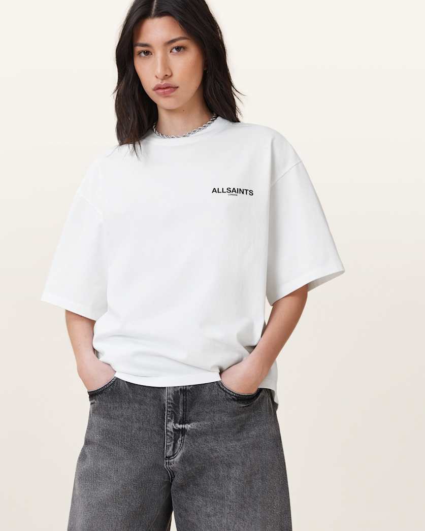 AllSaints Guardian Amelie Oversized T Shirt Women's White Women's