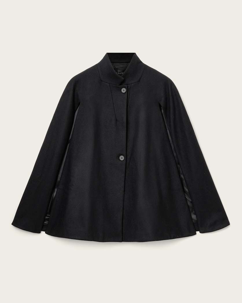 AllSaints Lunis Wool Cape Coat Women's Camel Brown Women's