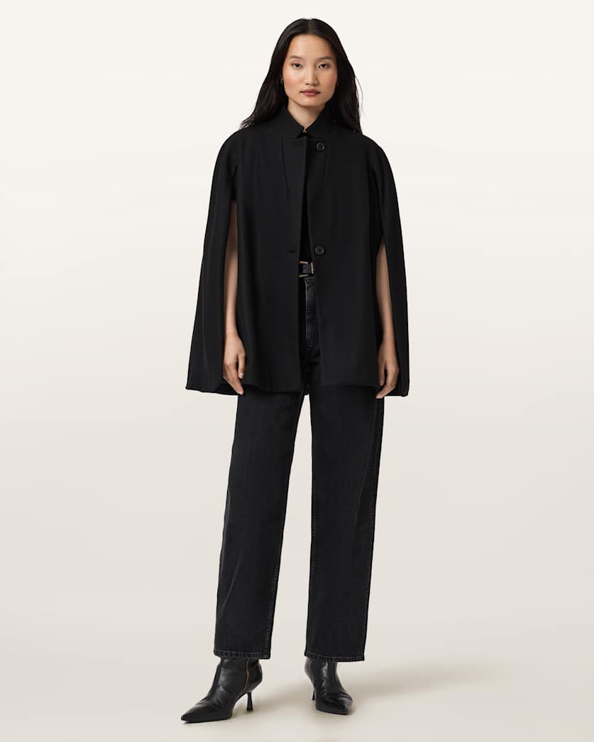 AllSaints Lunis Wool Cape Coat Women's Camel Brown Women's