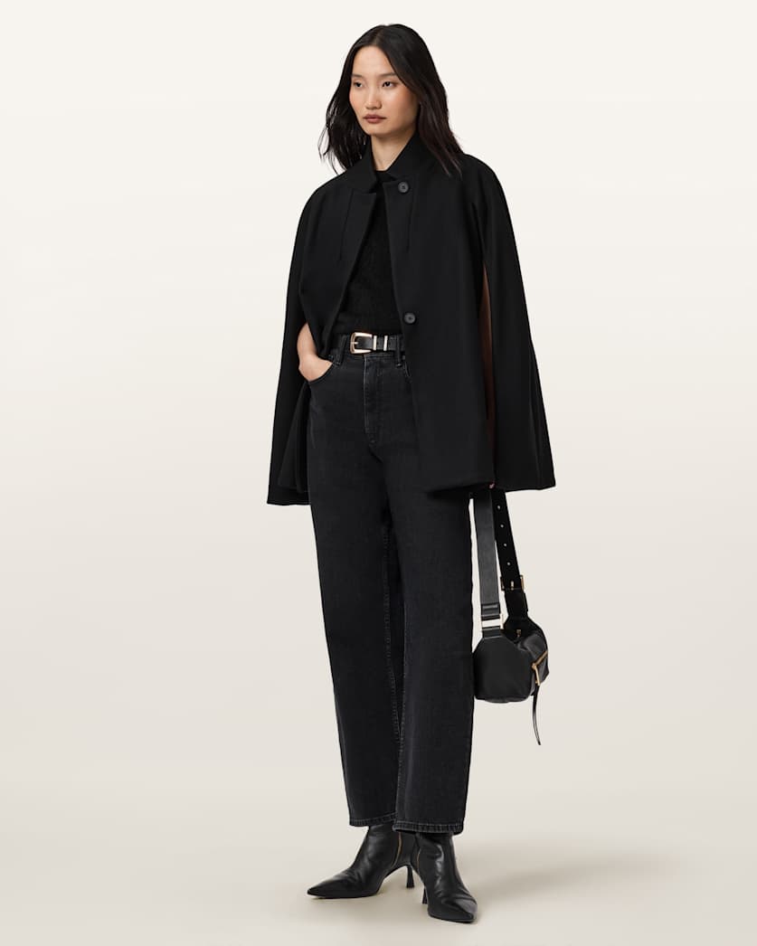 AllSaints Lunis Wool Cape Coat Women's Camel Brown Women's
