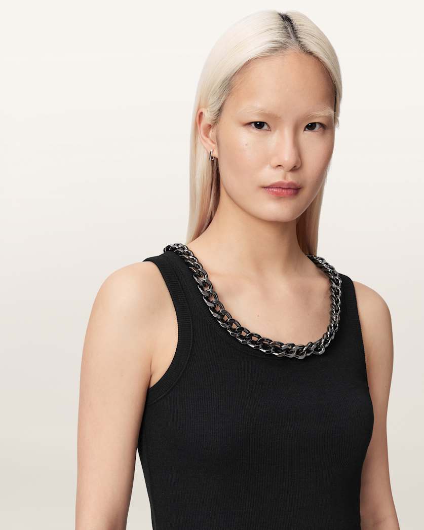 AllSaints Lucy Sleeveless Slim Fit Ribbed Tank Top Women's Mallow White Women's