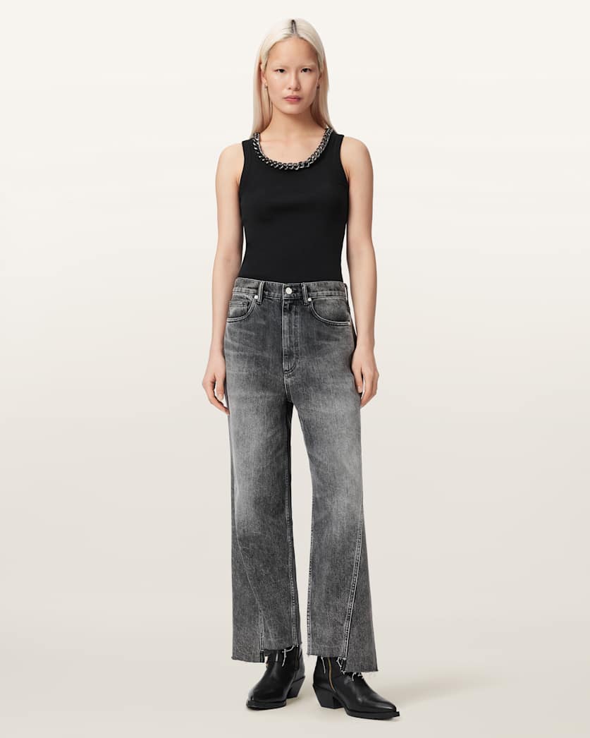 AllSaints Lucy Sleeveless Slim Fit Ribbed Tank Top Women's Mallow White Women's