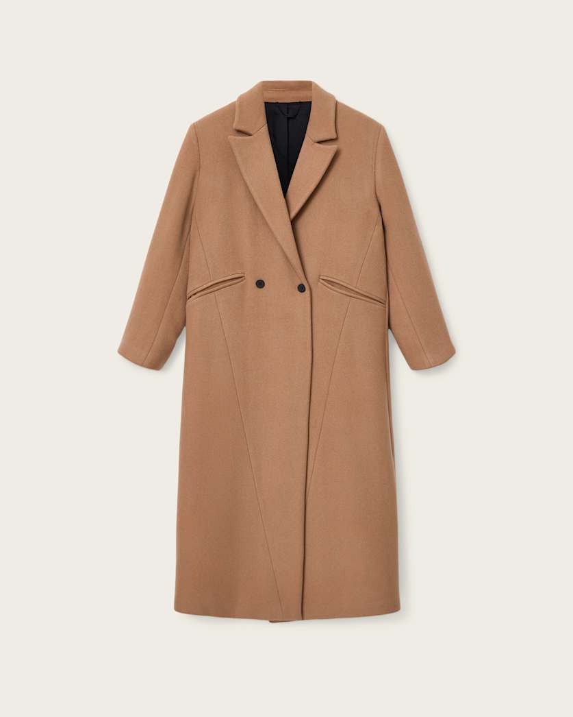 AllSaints Nellie Double Breasted Coat Women's Rattan Brown Women's