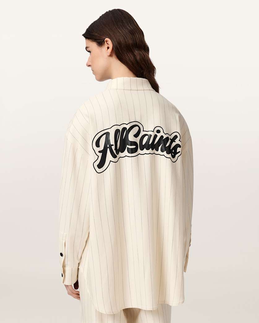 AllSaints Olga Relaxed Fit Long Sleeve Shirt Women's Cream White Women's