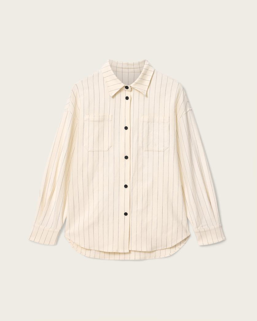 AllSaints Olga Relaxed Fit Long Sleeve Shirt Women's Cream White Women's