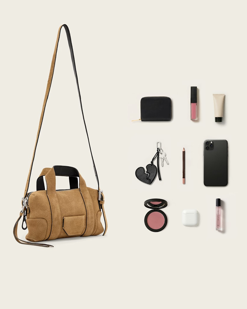 AllSaints Ares Compact Suede Crossbody Women's Biscuit Brown Women's