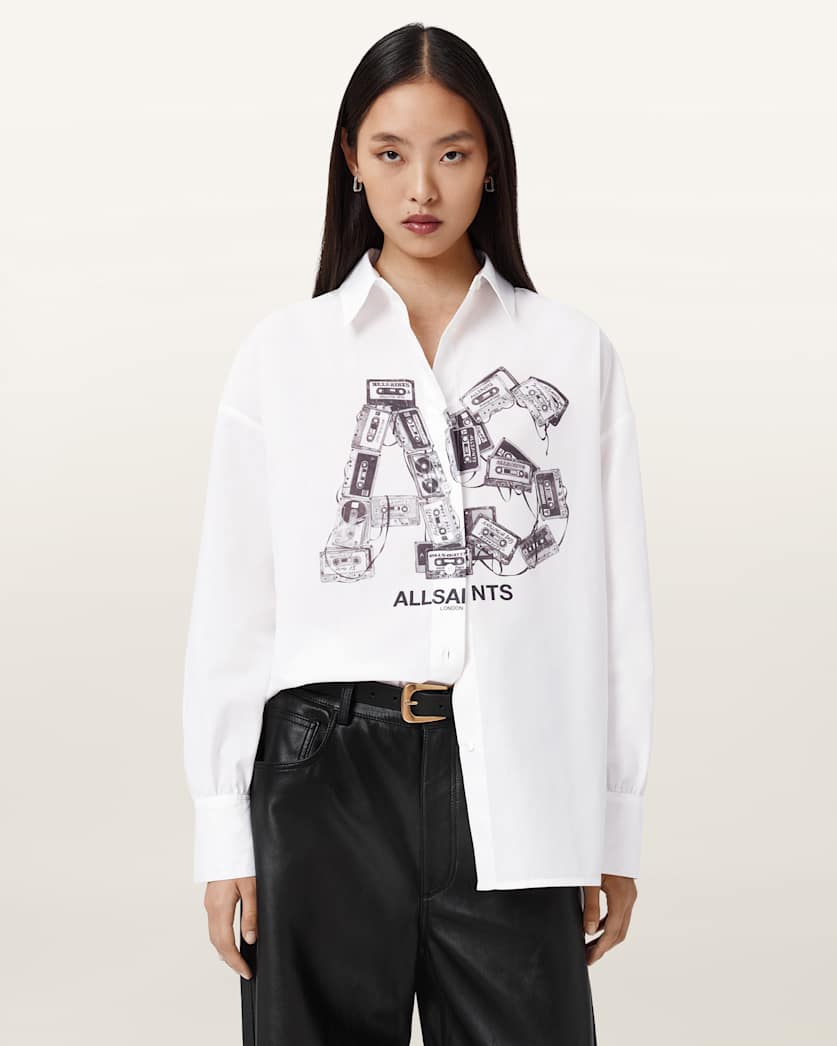 AllSaints Adrienne Print Shirt Women's White Women's