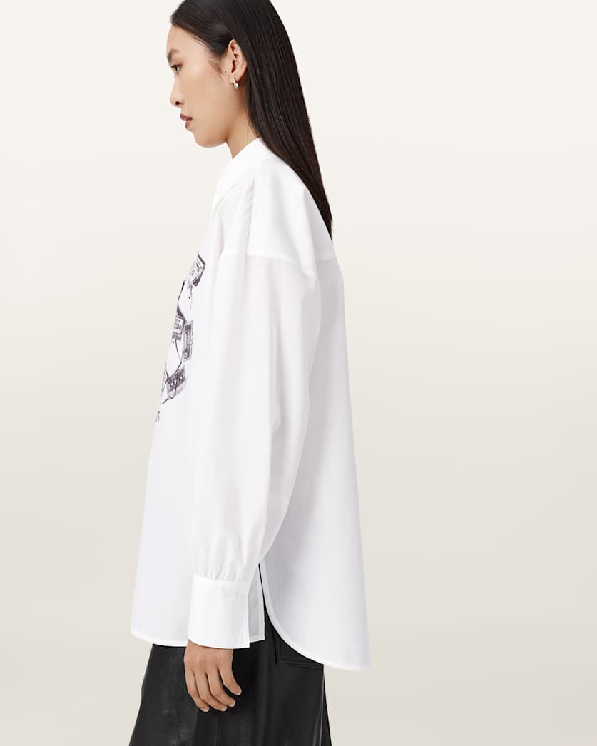 AllSaints Adrienne Print Shirt Women's White Women's