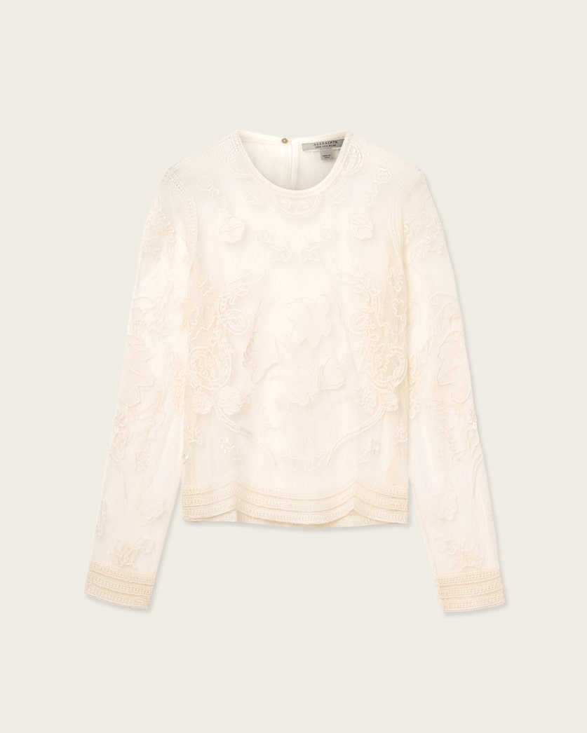 AllSaints Arlea Embellished Top Women's Vintage White Women's