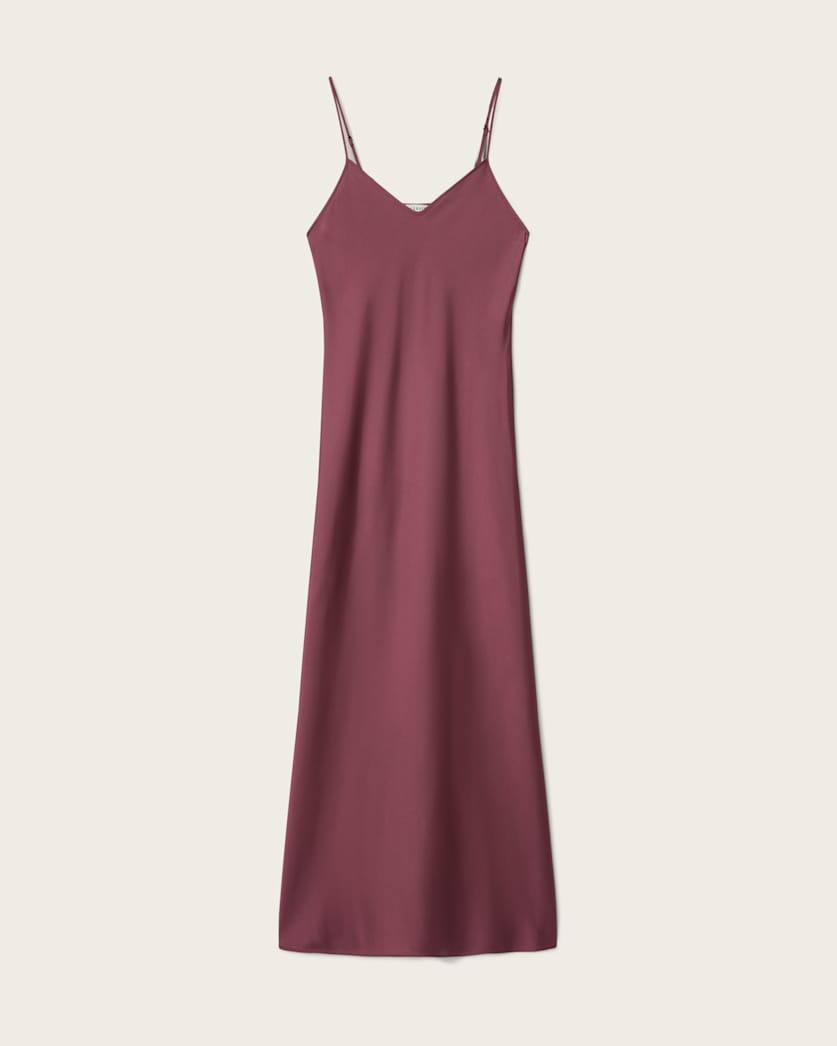 AllSaints Bryony Maxi Slip Dress Women's Raspberry Pink Women's