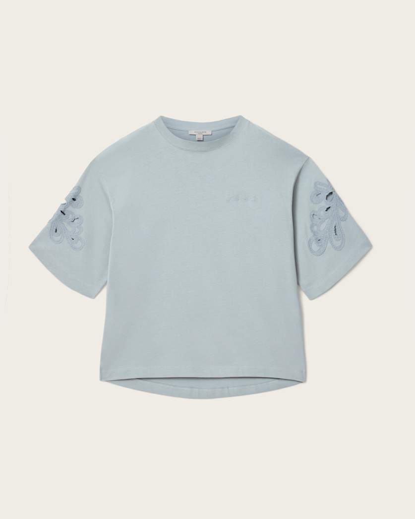 AllSaints Lola Amelie Oversized Cotton T Shirt Women's High Rise Blue Women's