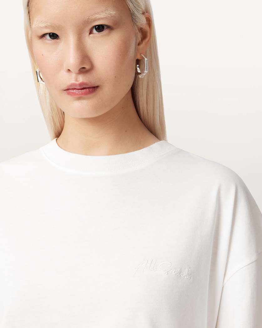 AllSaints Lola Amelie Oversized Cotton T Shirt Women's High Rise Blue Women's