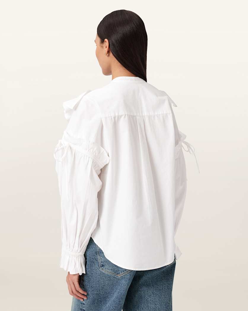 AllSaints Lulu Ruffled Cotton Shirt Women's Optic White Women's