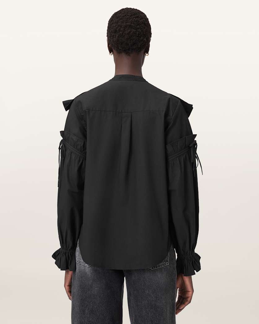 AllSaints Lulu Ruffled Cotton Shirt Women's Optic White Women's