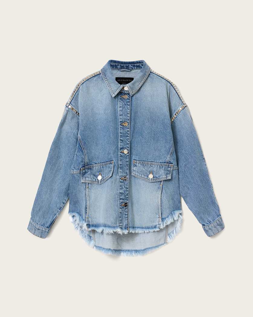 AllSaints Hettie Oversized Stud Shacket Women's Vintage Indigo Women's