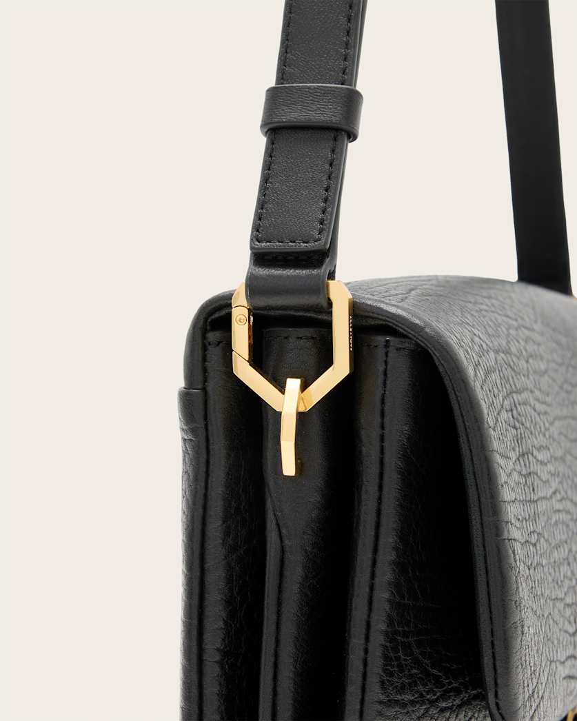 AllSaints Ondine Grain Leather Shoulder Bag Women's Black Women's