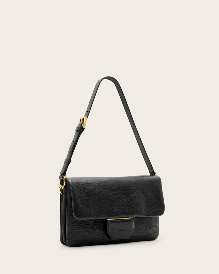 AllSaints Ondine Grain Leather Shoulder Bag Women's Black Women's