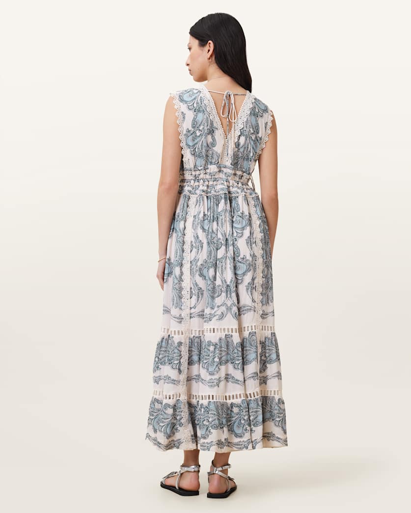 AllSaints Xanthe Lace Trimmed Maxi Dress Women's Lita Soft Blue Women's