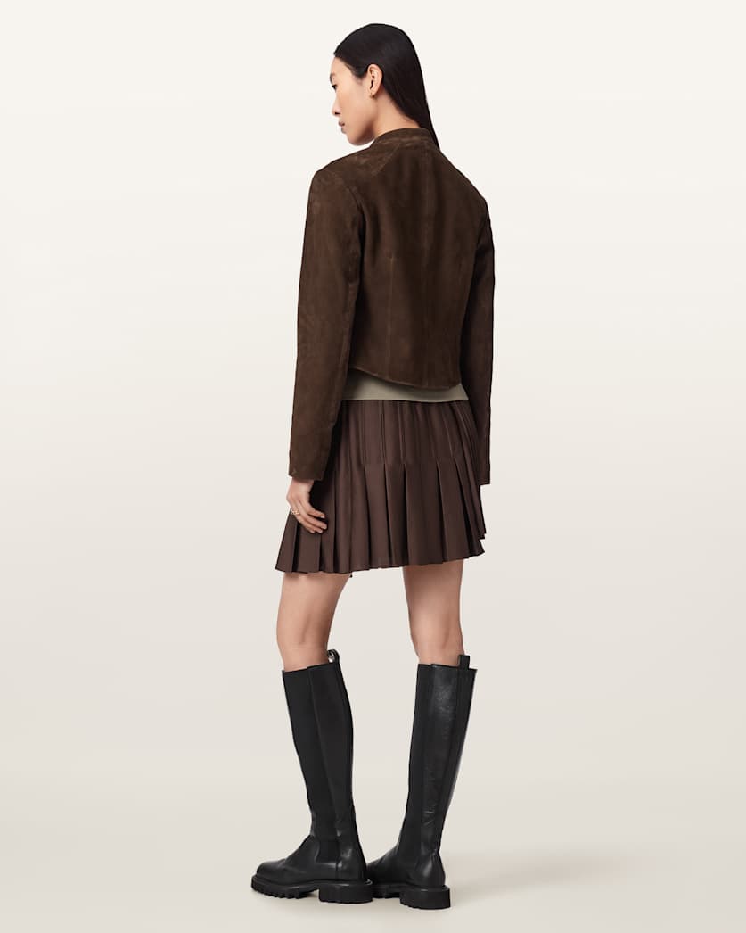 AllSaints Jax Asymmetric Mini Skirt Women's Bitter Brown Women's