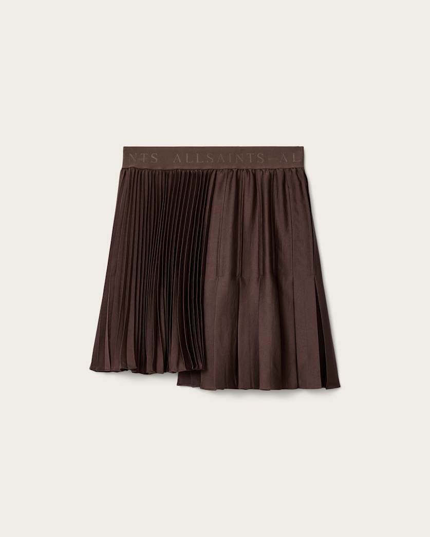 AllSaints Jax Asymmetric Mini Skirt Women's Bitter Brown Women's