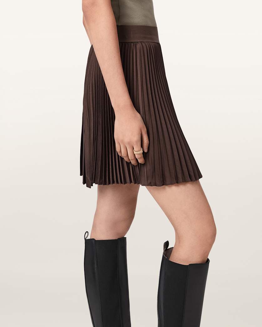 AllSaints Jax Asymmetric Mini Skirt Women's Bitter Brown Women's