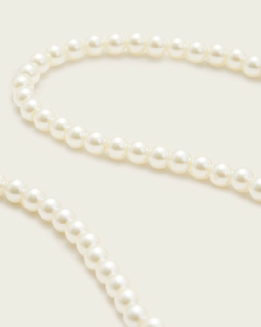 AllSaints Pearl Carabiner Clasp Necklace Women's Warm Brass/White Women's