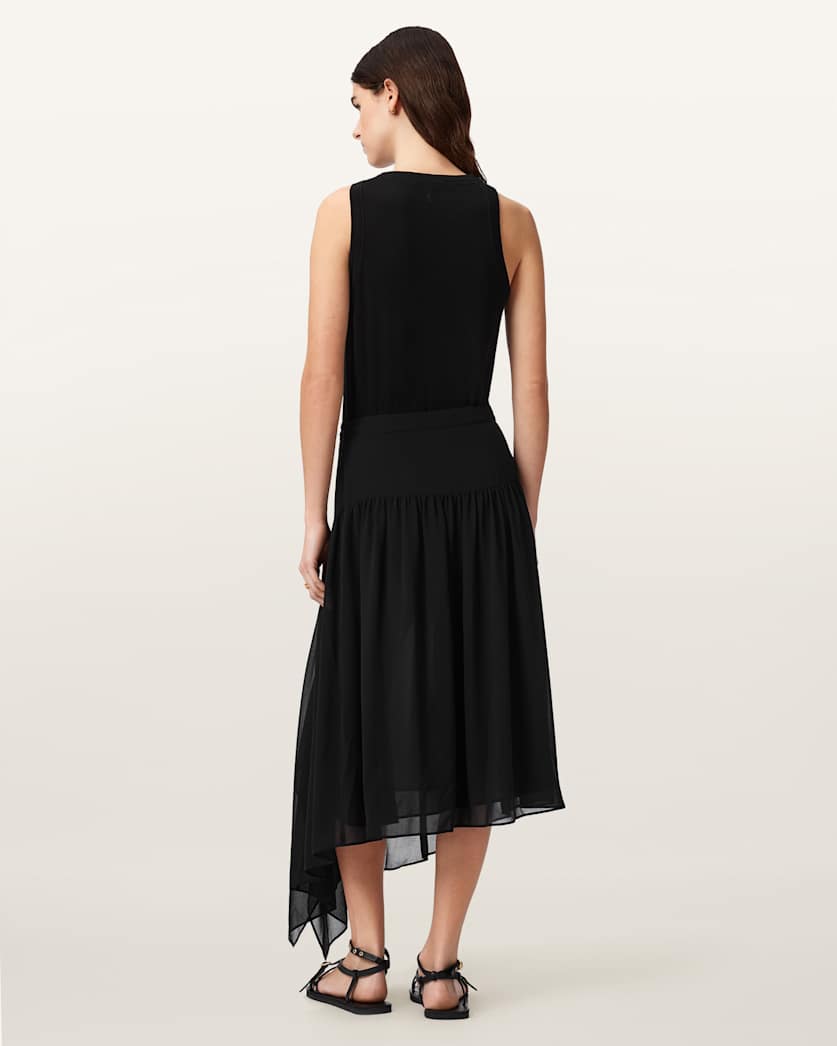 AllSaints Cyra Asymmetric Maxi Skirt Women's Black Women's