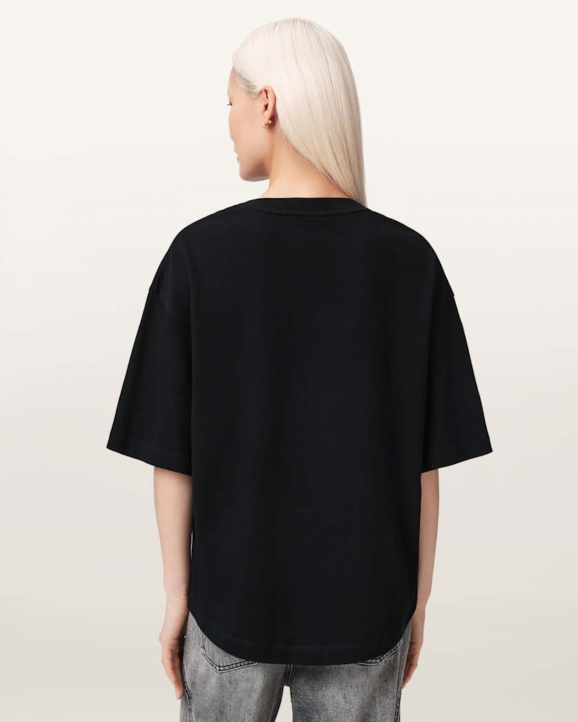 AllSaints Icon Amelie Oversized Embellished T Shirt Women's Optic White Women's