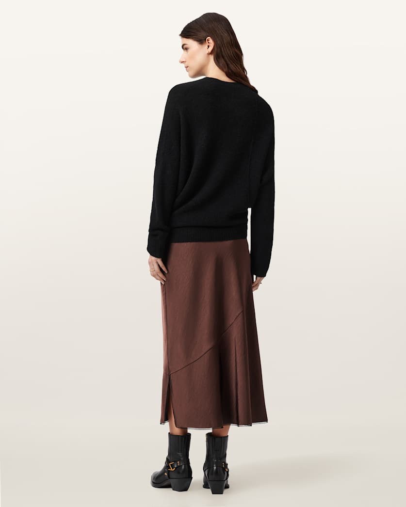 AllSaints Darya Bias Cut Maxi Skirt Women's Bitter Brown Women's