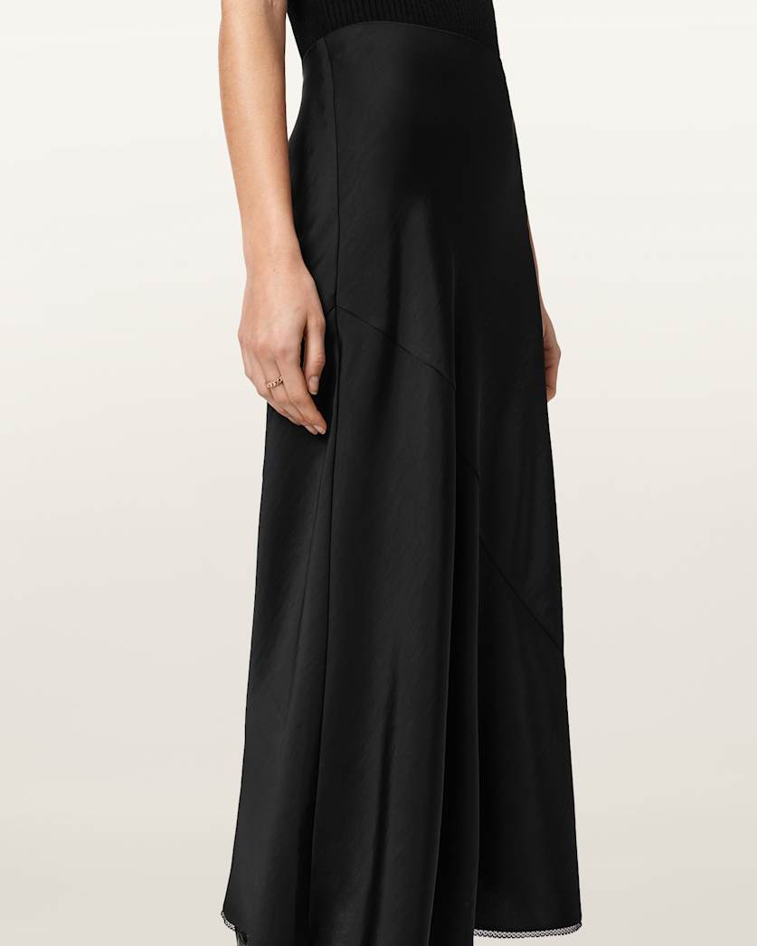 AllSaints Darya Bias Cut Maxi Skirt Women's Bitter Brown Women's