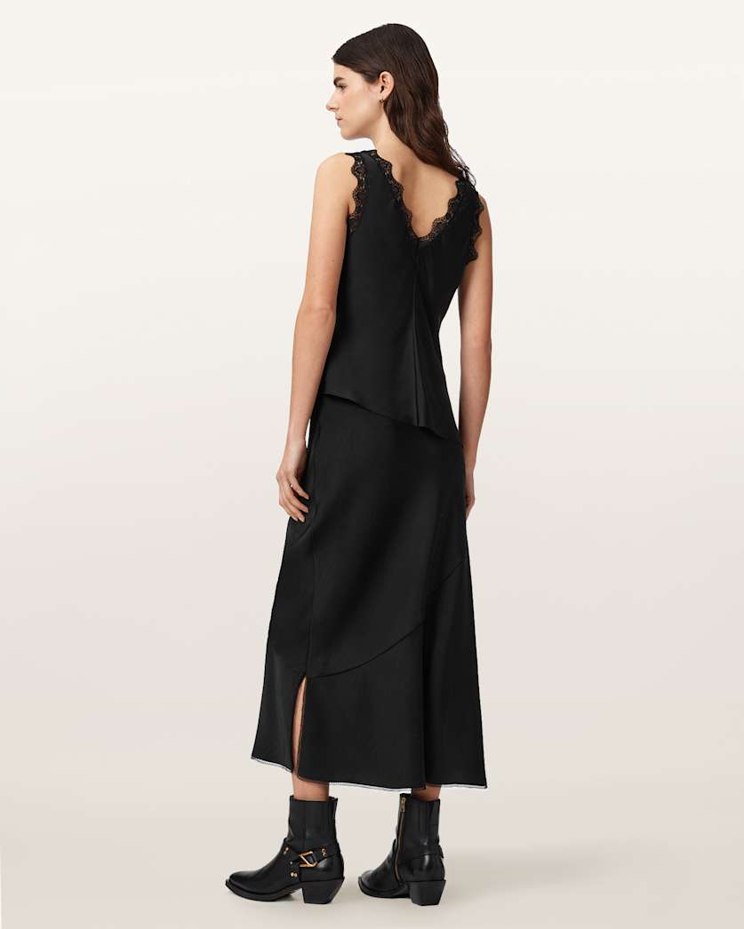AllSaints Darya Bias Cut Maxi Skirt Women's Bitter Brown Women's
