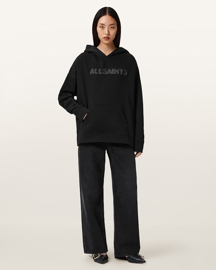 AllSaints Pins Oversized Ettienne Hoodie Women's Black Women's