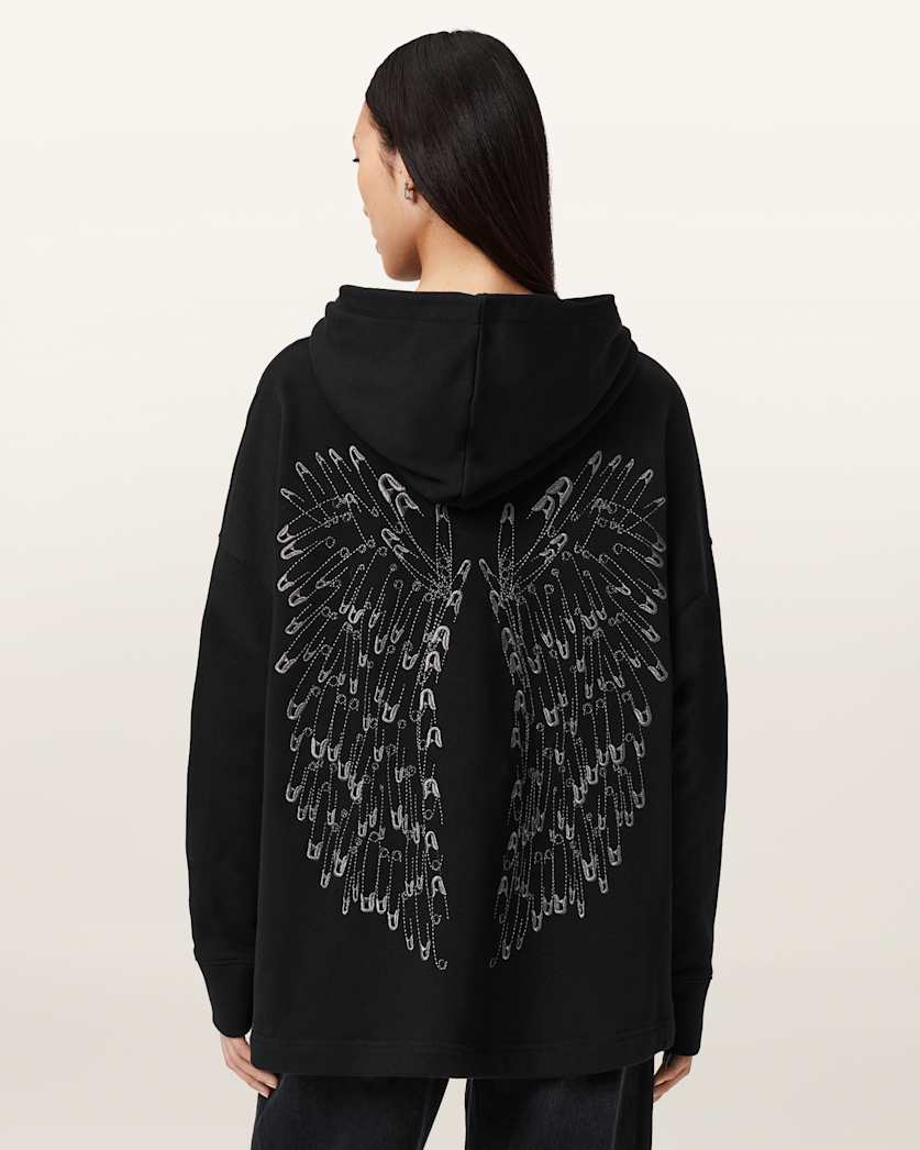 AllSaints Pins Oversized Ettienne Hoodie Women's Black Women's