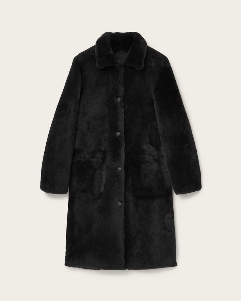 AllSaints Serra Reversible Shearling Coat Women's Conker Brown Women's